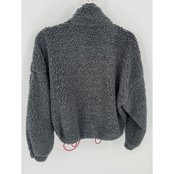 UO Willow Fuzzy Blue Drawstring Teddy Jacket - Picture 3 of 8